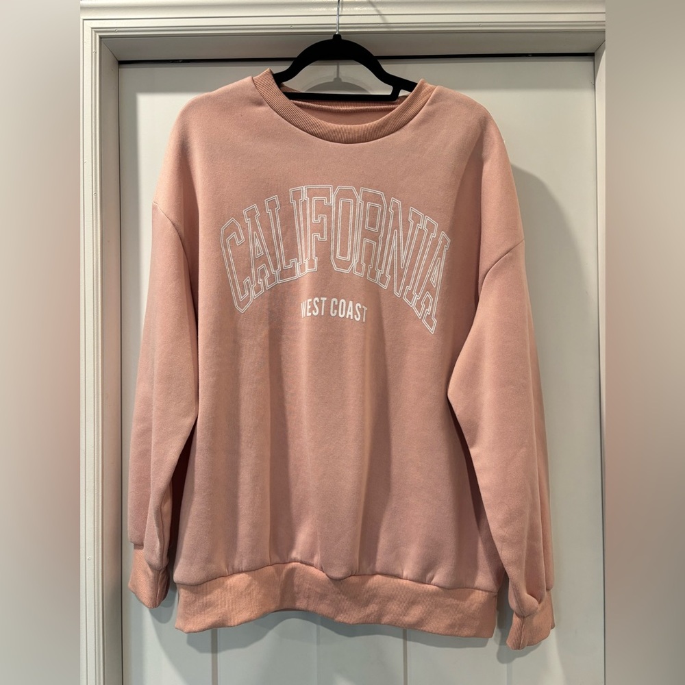 SHEIN Pink/Blush Color "California West Coast" Sweatshirt - Size XL